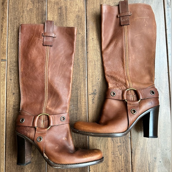 GORGEOUS ITALIAN MADE TAN HARNESS ENGINEER BOOTS - Picture 1 of 10